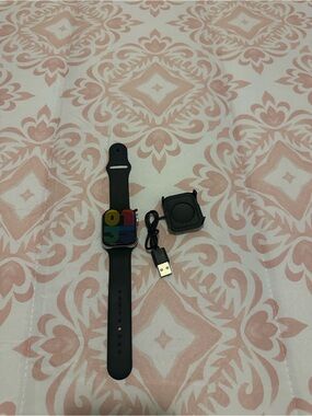Black Smartwatch with Charging Dock - Electronics Other